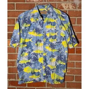 Clearwater Outfitters Shirt Mens Large Blue Button Up Outdoor Ocean Fish Fishing